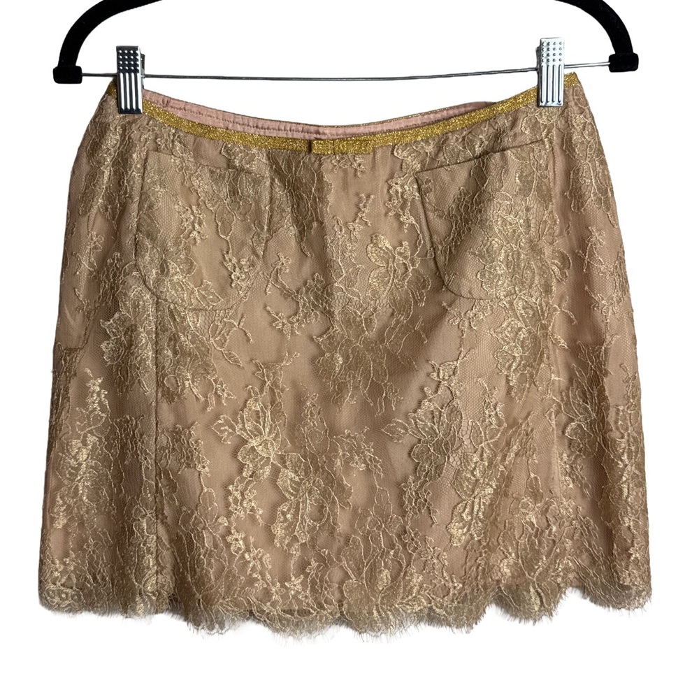 Tracy Reese Gold Lace Mini Skirt – Size 2